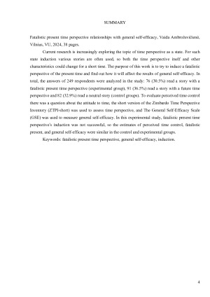 Fatalistinės dabarties laiko perspektyvos sąsajos su bendruoju saviveiksmingumu. Paveikslėlis 4