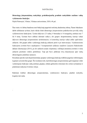 Dėmesingą įsisąmoninimą mokykloje praktikuojančių pradinio mokyklinio amžiaus vaikų vykdomosios funkcijos. Paveikslėlis 3