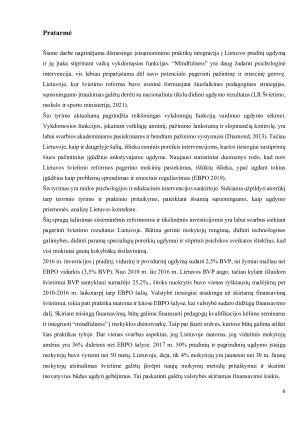 Dėmesingą įsisąmoninimą mokykloje praktikuojančių pradinio mokyklinio amžiaus vaikų vykdomosios funkcijos. Paveikslėlis 6