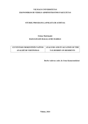 GYVENTOJO MOKESTINĖS NAŠTOS ANALIZĖ IR VERTINIMAS