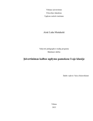 Įsivertinimas kalbos ugdymo pamokose I-oje klasėje