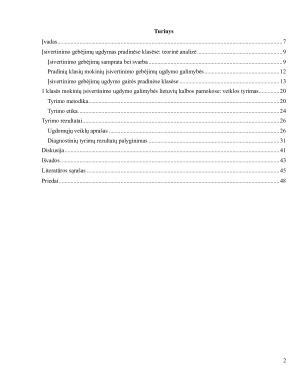 Įsivertinimas kalbos ugdymo pamokose I-oje klasėje. Paveikslėlis 2