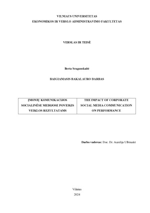 ĮMONIŲ KOMUNIKACIJOS SOCIALINĖSE MEDIJOSE POVEIKIS VEIKLOS REZULTATAMS
