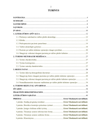 PACIENTŲ SLAUGA PO TULŽIES PŪSLĖS ŠALINIMO OPERACIJOS. Paveikslėlis 2