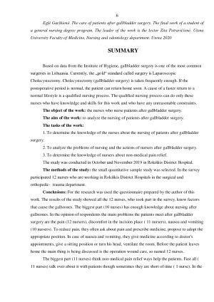 PACIENTŲ SLAUGA PO TULŽIES PŪSLĖS ŠALINIMO OPERACIJOS. Paveikslėlis 6