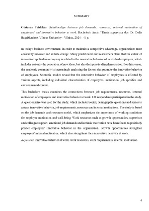 Darbo reikalavimų, išteklių, darbuotojų vidinės motyvacijos ir inovatyvaus elgesio darbe sąsajos. Paveikslėlis 4