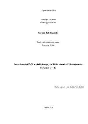 Jaunų žmonių (25–30 m.) kritinio mąstymo, išsilavinimo ir tikėjimo sąmokslo teorijomis sąveika