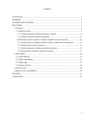 Jaunų žmonių (25–30 m.) kritinio mąstymo, išsilavinimo ir tikėjimo sąmokslo teorijomis sąveika. Paveikslėlis 2