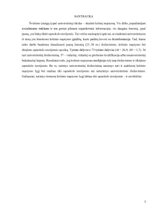 Jaunų žmonių (25–30 m.) kritinio mąstymo, išsilavinimo ir tikėjimo sąmokslo teorijomis sąveika. Paveikslėlis 3