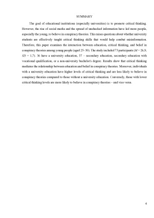 Jaunų žmonių (25–30 m.) kritinio mąstymo, išsilavinimo ir tikėjimo sąmokslo teorijomis sąveika. Paveikslėlis 4