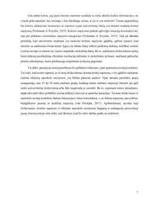 Jaunų žmonių (25–30 m.) kritinio mąstymo, išsilavinimo ir tikėjimo sąmokslo teorijomis sąveika. Paveikslėlis 7