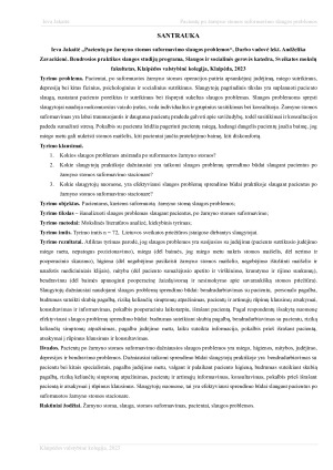 PACIENTŲ PO ŽARNYNO STOMOS SUFORMAVIMO SLAUGOS PROBLEMOS. Paveikslėlis 2