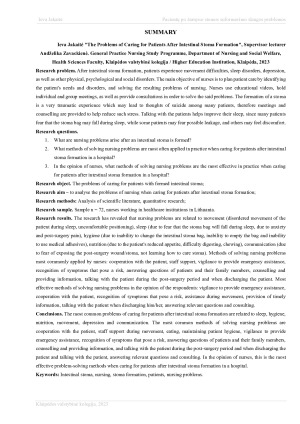 PACIENTŲ PO ŽARNYNO STOMOS SUFORMAVIMO SLAUGOS PROBLEMOS. Paveikslėlis 3