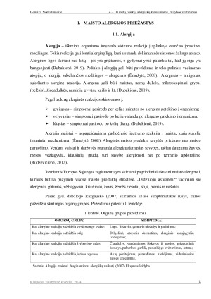 4 – 10 METŲ VAIKŲ, ALERGIŠKŲ KIAUŠINIAMS, MITYBOS VERTINIMAS. Paveikslėlis 8