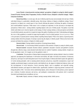 BENDROSIOS PRAKTIKOS SLAUGOS STUDENTŲ SUVOKIMAS APIE ORUMO UŽTIKRINIMĄ SLAUGANT VYRESNIO AMŽIAUS ŽMONES. Paveikslėlis 3