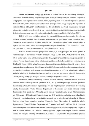 BENDROSIOS PRAKTIKOS SLAUGOS STUDENTŲ SUVOKIMAS APIE ORUMO UŽTIKRINIMĄ SLAUGANT VYRESNIO AMŽIAUS ŽMONES. Paveikslėlis 9