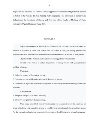 SENATVINE DEMENCIJA SERGANČIŲ PACIENTŲ SLAUGOS PROBLEMOS IR SPRENDIMO BŪDAI. Paveikslėlis 4