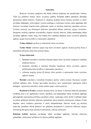 Teksto suvokimo ugdymo sąsajos lietuvių kalbos ir matematikos pamokoje. Paveikslėlis 3