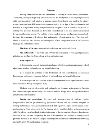 Teksto suvokimo ugdymo sąsajos lietuvių kalbos ir matematikos pamokoje. Paveikslėlis 4