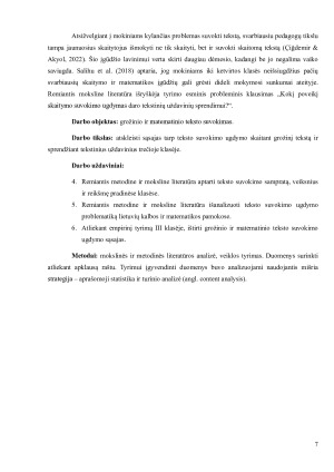 Teksto suvokimo ugdymo sąsajos lietuvių kalbos ir matematikos pamokoje. Paveikslėlis 7