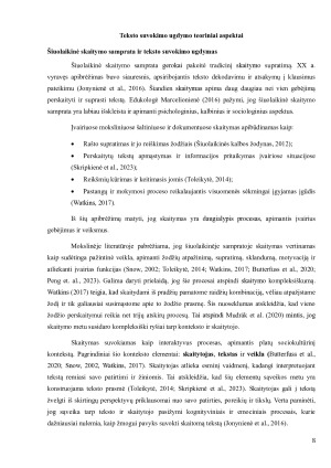Teksto suvokimo ugdymo sąsajos lietuvių kalbos ir matematikos pamokoje. Paveikslėlis 8