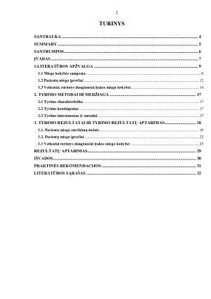 STACIONARE BESIGYDANČIŲ PACIENTŲ MIEGO KOKYBĖS VERTINIMAS. Paveikslėlis 2