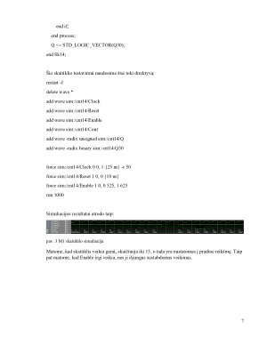 Registrai ir skaitikliai (VHDL kalba). Paveikslėlis 7