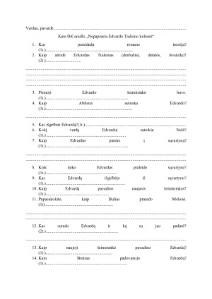 Nepaprasta Edvardo Tiuleino kelionė. Užduotys