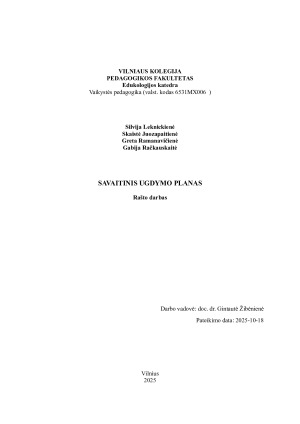 SAVAITINIS UGDYMO PLANAS