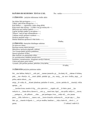 RAŠYBOS IR SKYRYBOS TESTAS 12 KL
