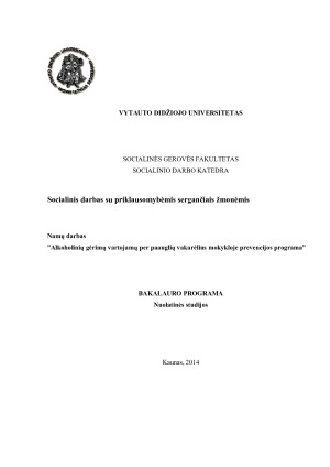 Alkoholinių gėrimų vartojamų per paauglių vakarėlius mokykloje prevencijos programa