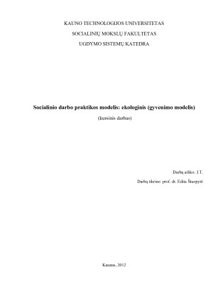 Socialinio darbo praktikos modelis ekologinis - (gyvenimo modelis)