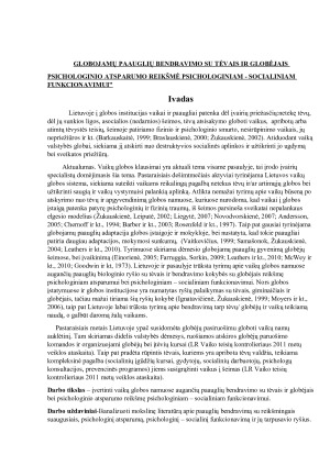 GLOBOJAMŲ PAAUGLIŲ BENDRAVIMO SU TĖVAIS IR GLOBĖJAIS PSICHOLOGINIO ATSPARUMO REIKŠMĖ PSICHOLOGINIAM - SOCIALINIAM FUNKCIONAVIMUI