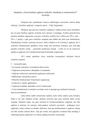 Straipsnio „Gera bendrojo ugdymo mokykla mimikrija ar metamorfozė“ recenzija. Paveikslėlis 1