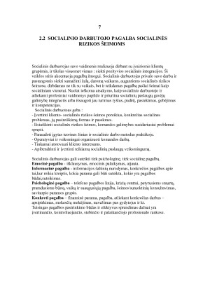 SOCIALINIO DARBUOTOJO VEIKLA PADEDANT SOCIALINĖS RIZIKOS ŠEIMOMS. Paveikslėlis 7