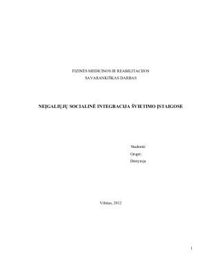 NEĮGALIŲJŲ SOCIALINĖ INTEGRACIJA ŠVIETIMO ĮSTAIGOSE