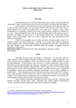 SEKSUALINĖ PRIEVARTA PRIEŠ VAIKUS