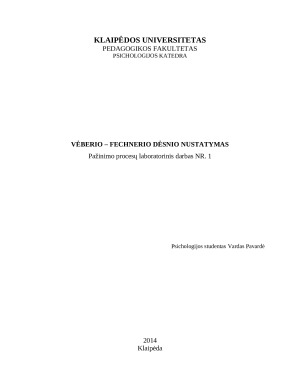 Vėberio – Fechnerio dėsnio nustatymas