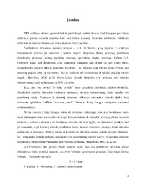 Vėberio – Fechnerio dėsnio nustatymas. Paveikslėlis 3