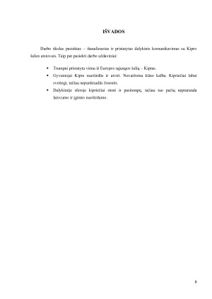 Dalykinio komunikavimo su Kipro atstovais analizė. Paveikslėlis 8