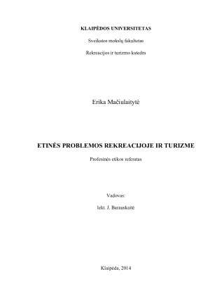 ETINĖS PROBLEMOS REKREACIJOJE IR TURIZME. Paveikslėlis 1