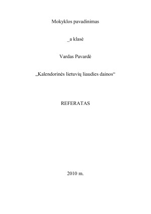 Kalendorinės lietuvių liaudies dainos. Paveikslėlis 1