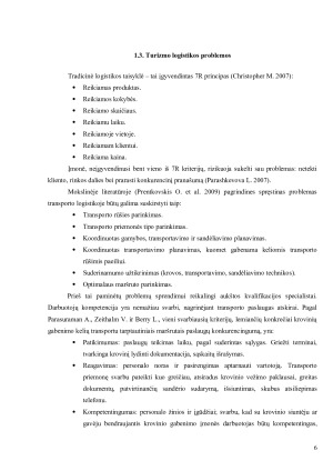 Turizmo logistikos ypatybių ir problemų apžvalga. Paveikslėlis 6