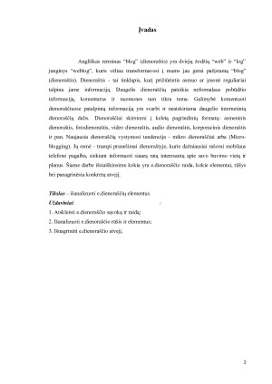 E. dienoraščių elementų analizė. Paveikslėlis 2