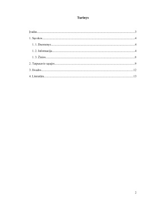 Duomenys, informacija ir žinios sąvokos ir tarpusavio sąsajos. Paveikslėlis 2