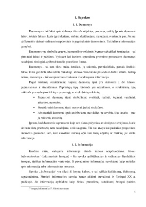 Duomenys, informacija ir žinios sąvokos ir tarpusavio sąsajos. Paveikslėlis 4