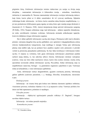 Duomenys, informacija ir žinios sąvokos ir tarpusavio sąsajos. Paveikslėlis 5