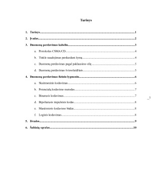 Duomenų perdavimo ir skaitmeninio kodavimo metodų analizė