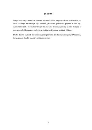 El. Skaičiuoklės sąrašas  kūrimas ir duomenų apdorojimas. Paveikslėlis 3