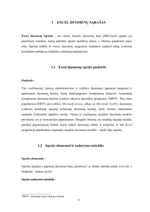 El. Skaičiuoklės sąrašas  kūrimas ir duomenų apdorojimas. Paveikslėlis 4